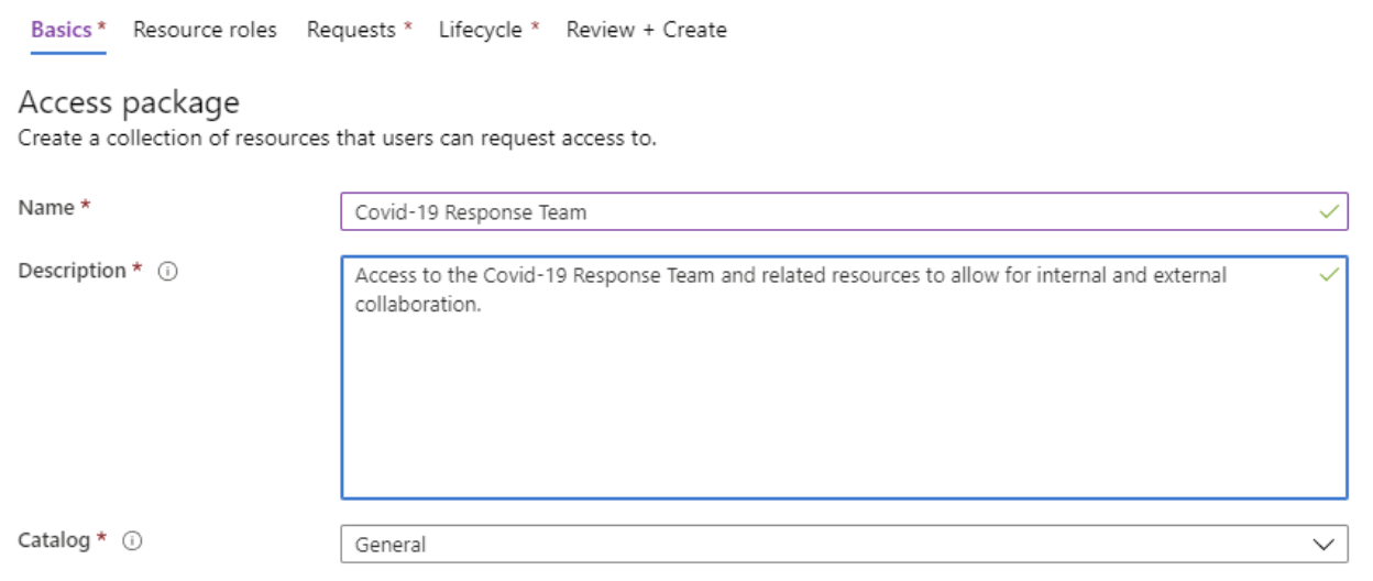 First steps of setting up Access Package.