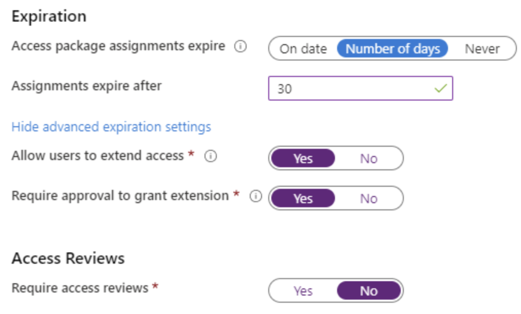 Expiration Settings